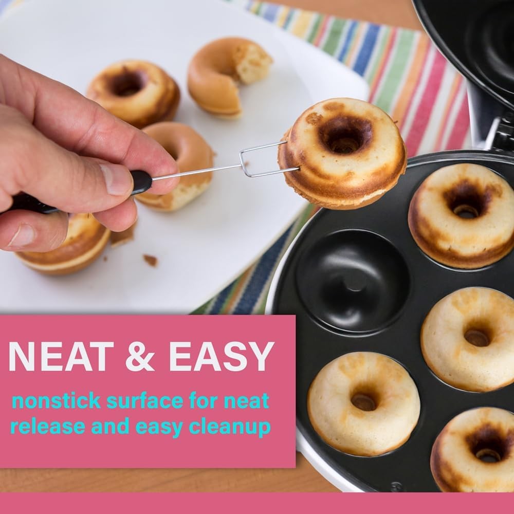 Mini Donut Maker Machine for Holiday, Kid-Friendly, Breakfast or Snack, Desse...