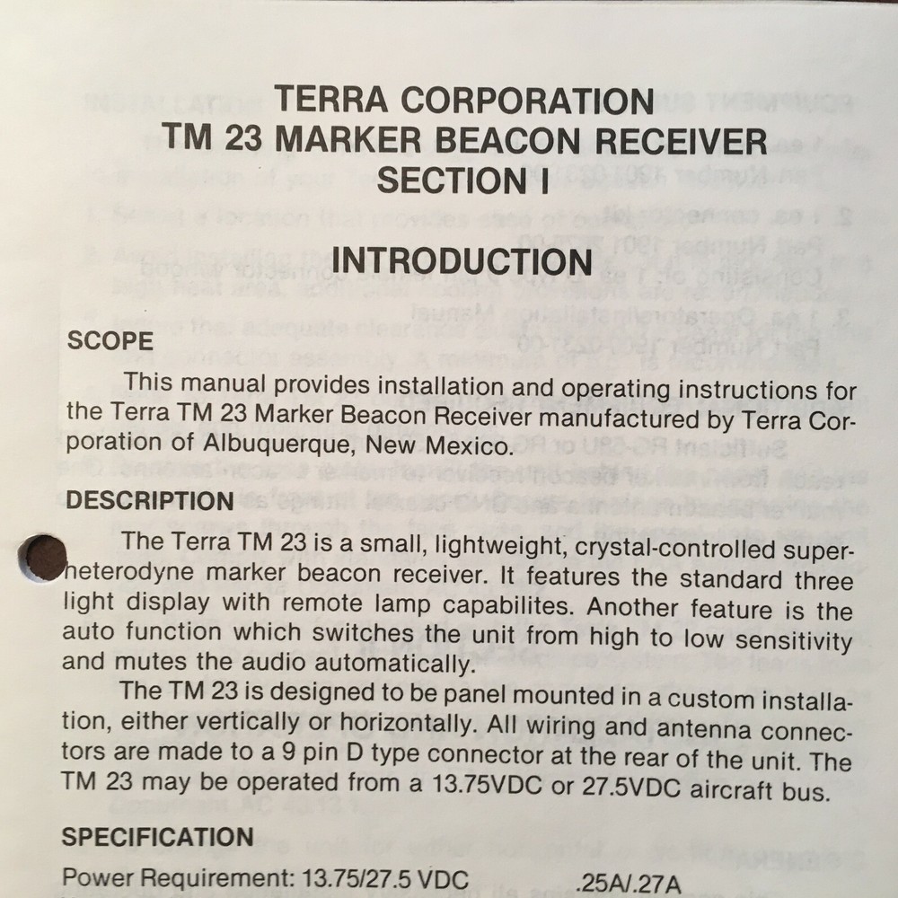 Terra TM-23 Marker Install Manual
