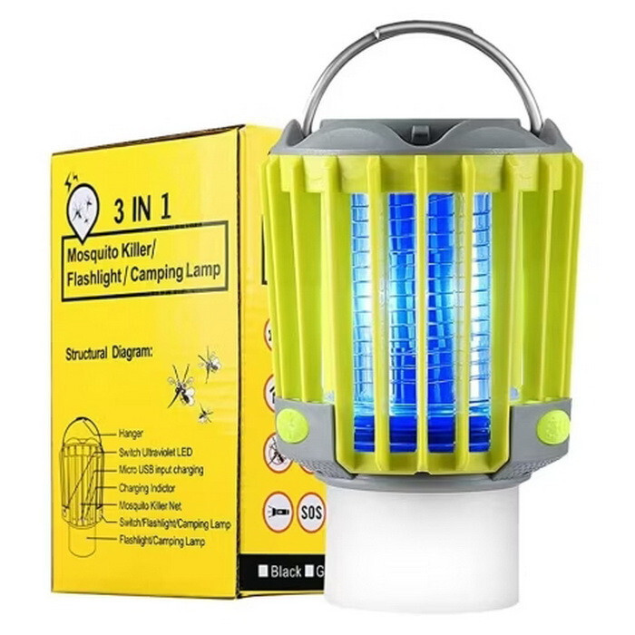 Bug-Zapping 3-in-1 Camp Lantern (Bug Zapping/Lantern/Flashlight) Rechargeable