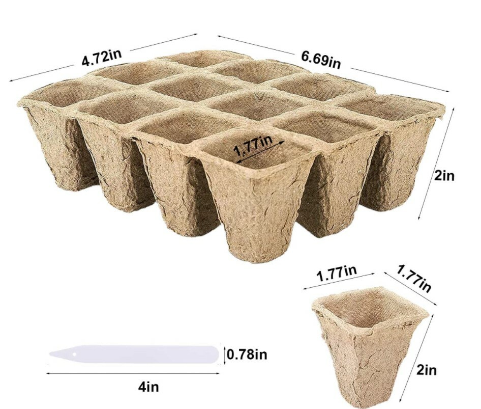 Seed Starter Tray Peat Pots Kit Biodegradable Germination Seedling Trays 120Cell