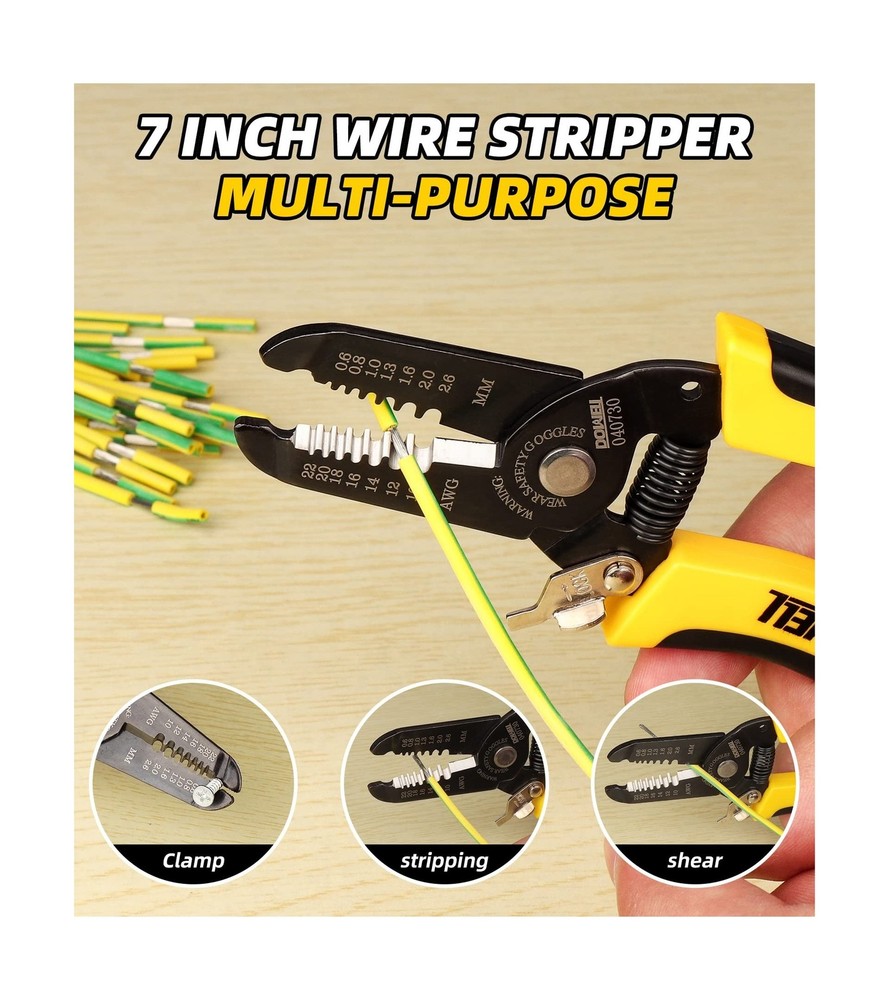 DOWELL 10-22 AWG Wire Stripper Cutter Wire Stripping Tool And Multi-Function ...