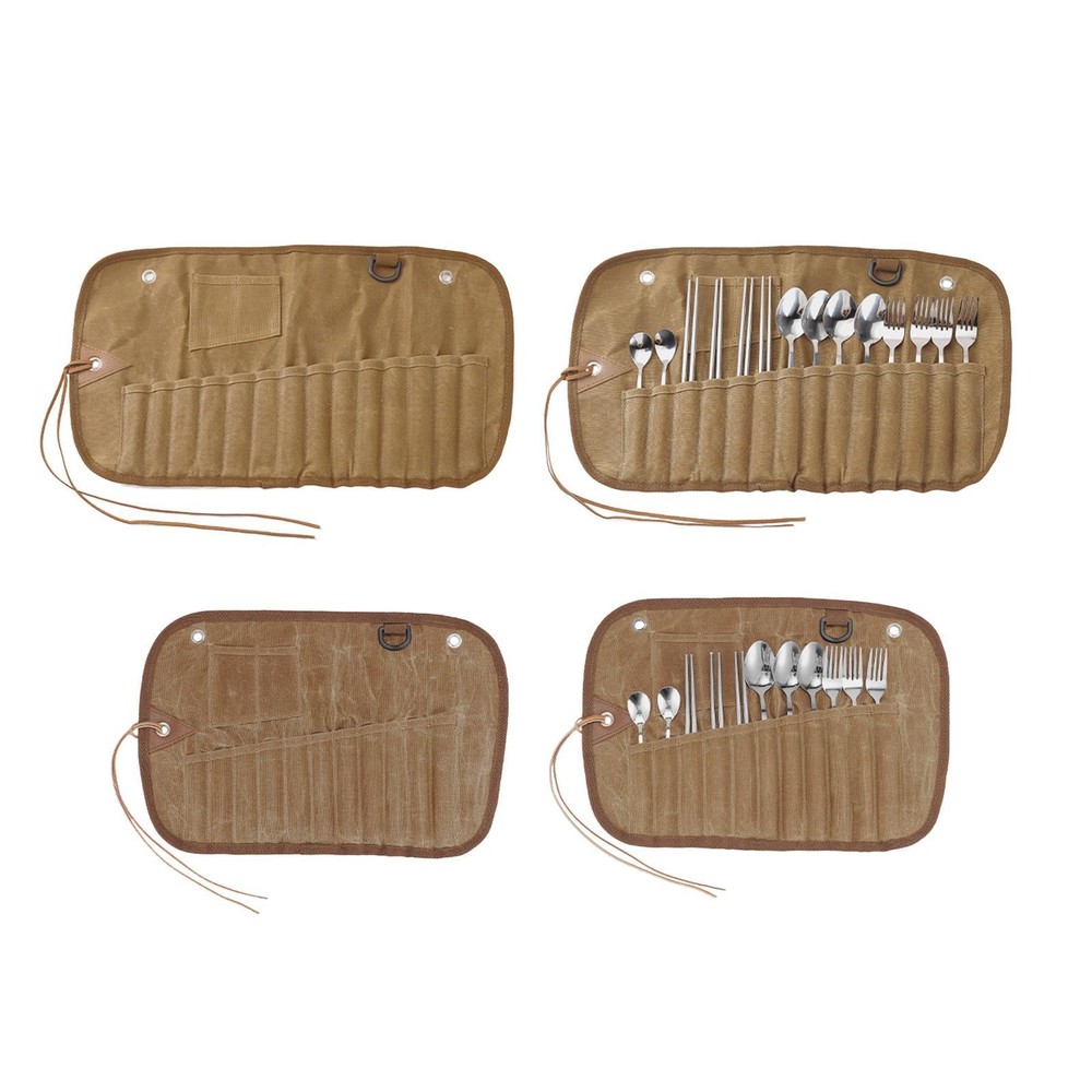 Outdoor Tableware Storage Bag, Camping Utensil Bag, Durable, Tableware Canvas