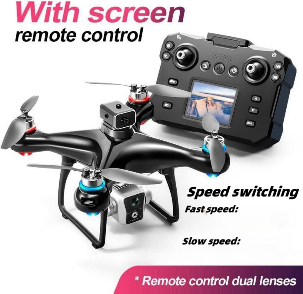 Hobby Drone with Screen Display Remote Control, 1080P Dual Camera, Speed Adjustm