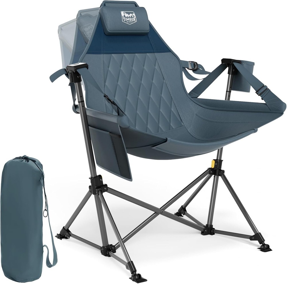 Hammock Camping Chair Oversized Swing Adjustable Back 400lbs Blue