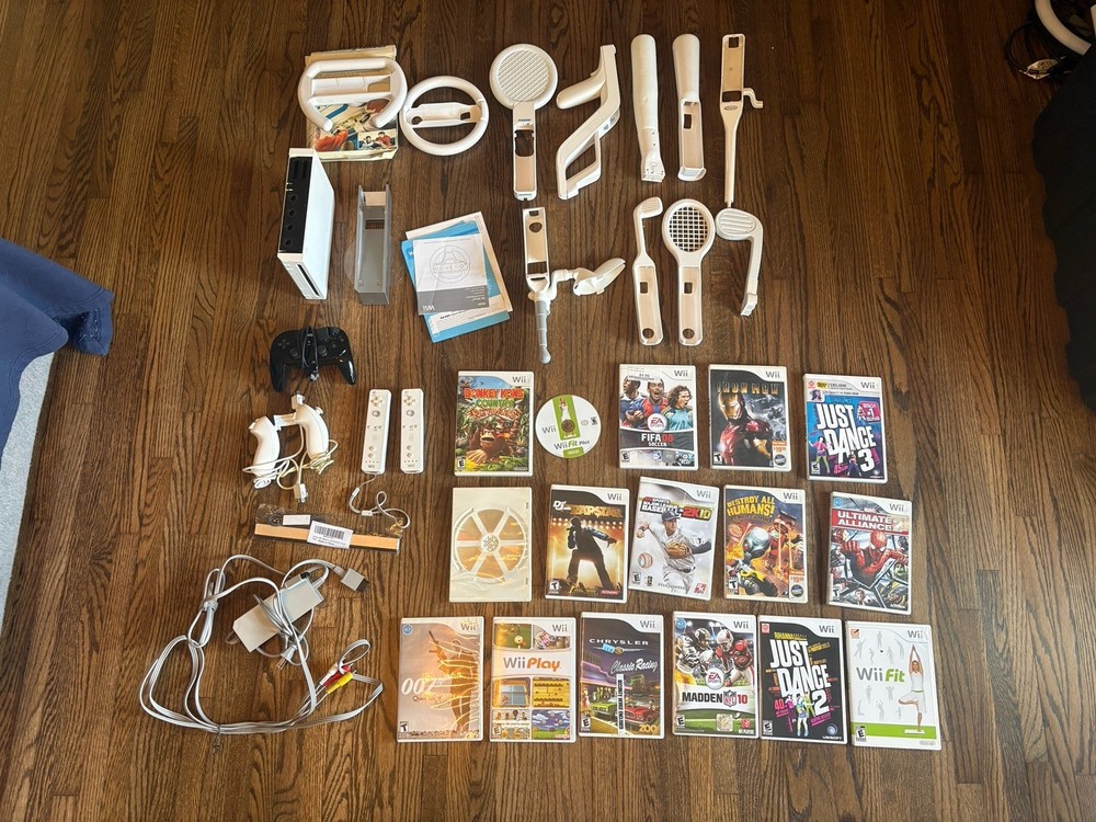 SUPER Custm Wii Console Brew Mod🐢 Bundle With Controllers And Games