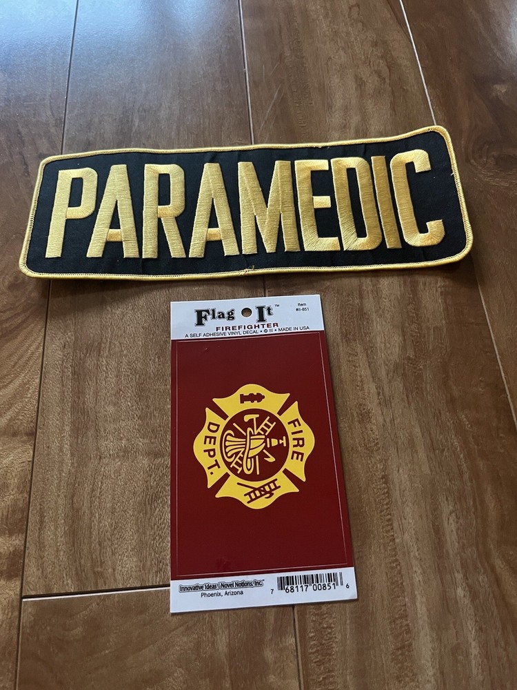 Paramedic large patch and firefighter vinyl decal