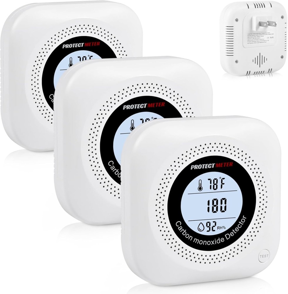 Protectmeter Carbon Monoxide Detectors, 3 Pack Portable Carbon Monoxide detector