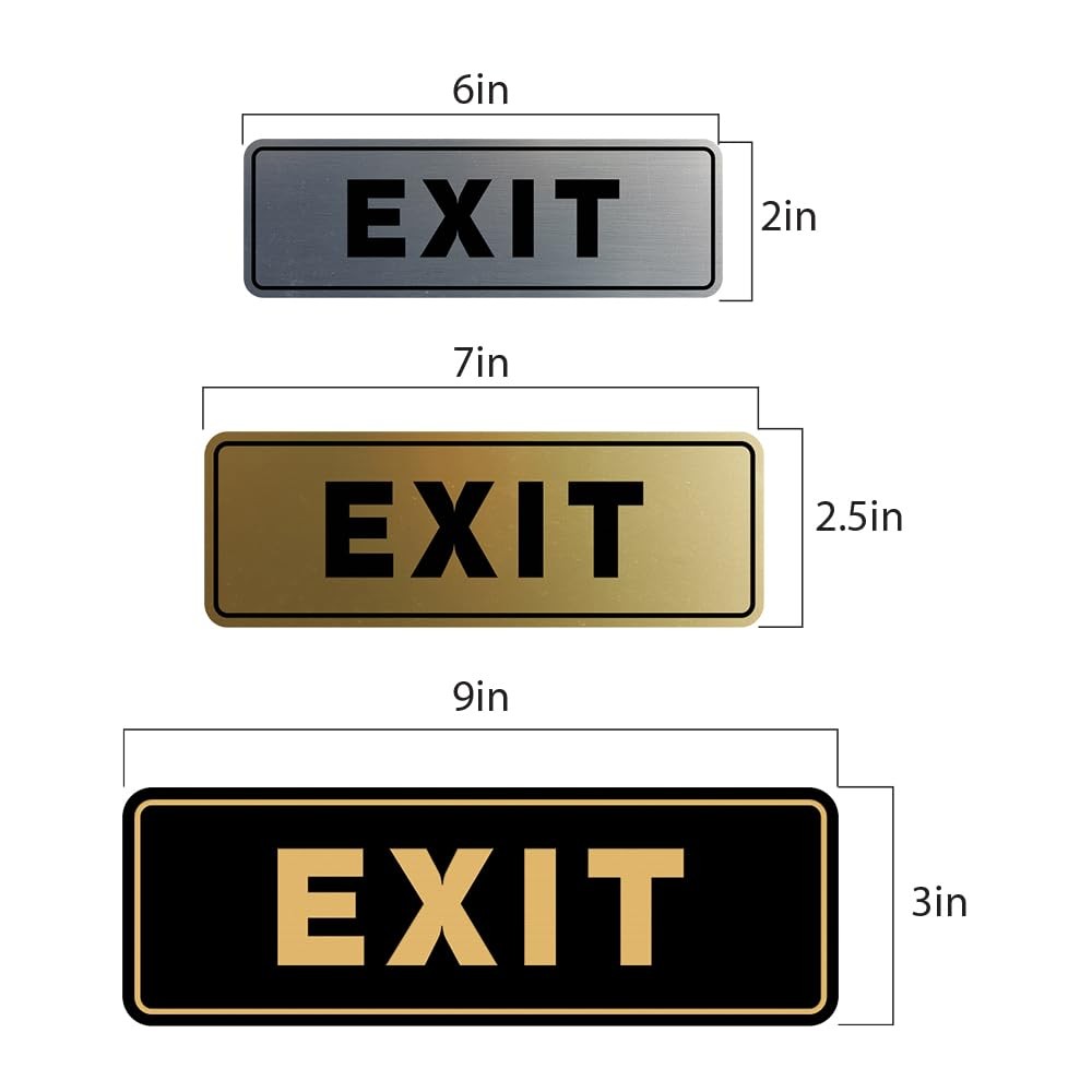 2 PCS Standard Exit Wall Or Door Sign Plastic Medium Brushed Gold