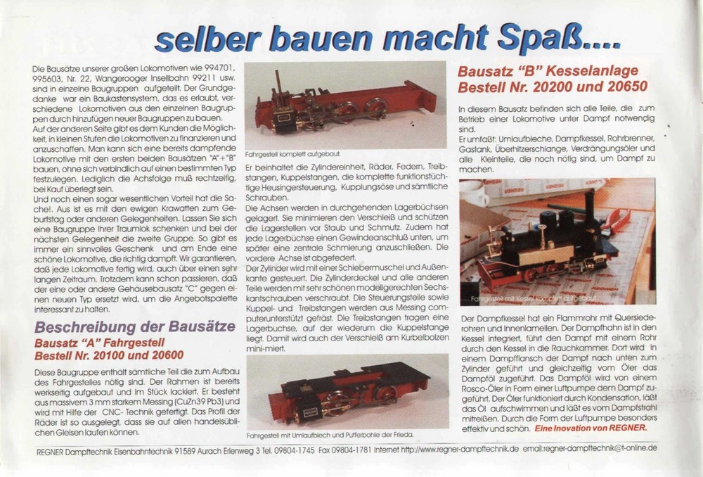 catalogue REGNER 1999 steam and railway technology D bb