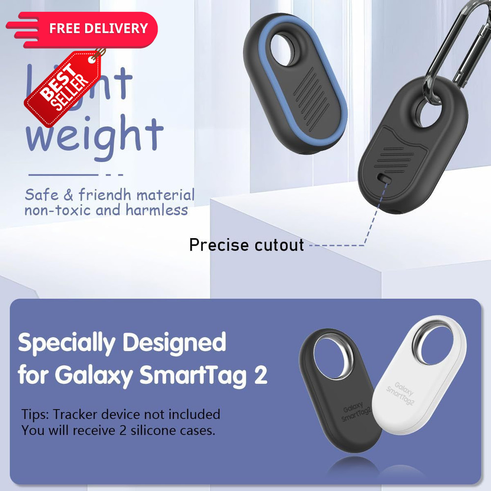 2 Pack Compatible for Samsung Galaxy SmartTag2 Case, 2 (Black & Blue)