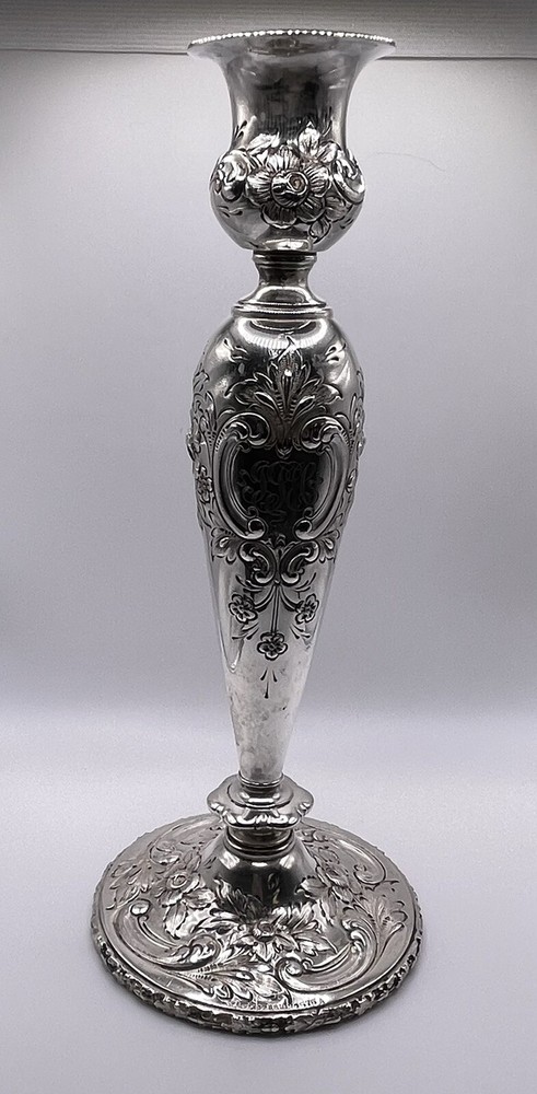 Reed & Barton Sterling Silver Repousse Tall Candlestick c.1890s