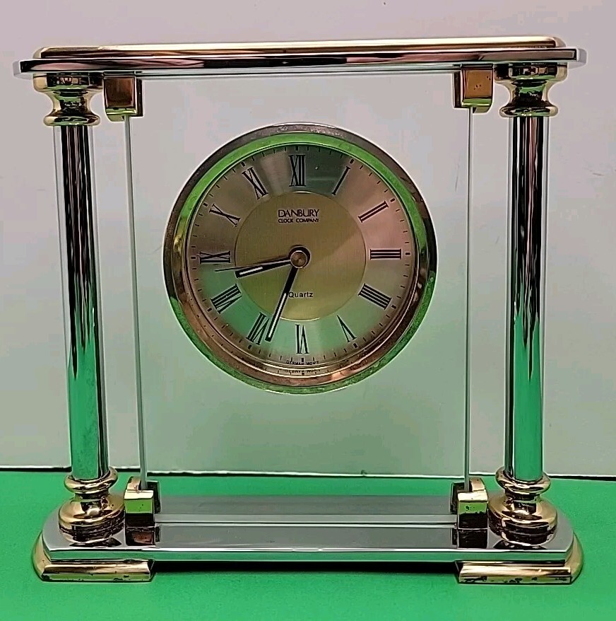 Danbury Clock Co. Solid Brass & Chrome Mantel Clock - 6.75" x 7.25"