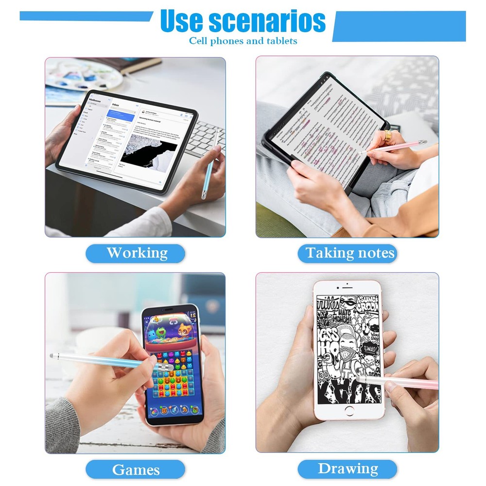 2PCS Stylus Pens for Touch Screens for iPhone/iPad/Tablet Android/Microsoft