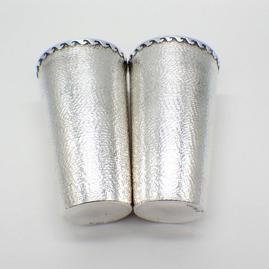 Hammered Beakers Pair Peruvian Sterling Silver