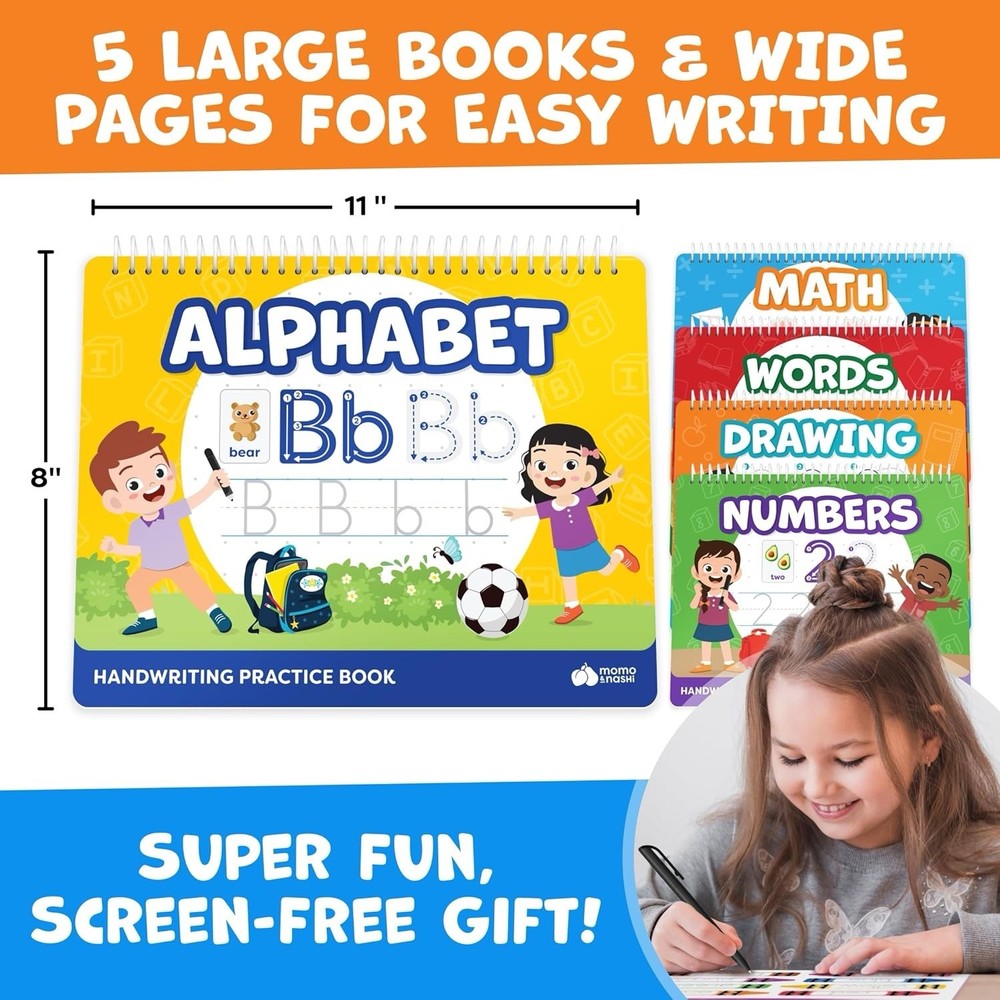 5 Magic Grooved Writing Practice Books for Kids Handwriting Reusable Math Learn