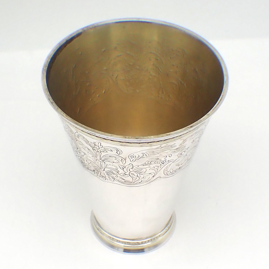 Engraved Swedish Beaker Sterling Silver 1954 Inscribed Underneath