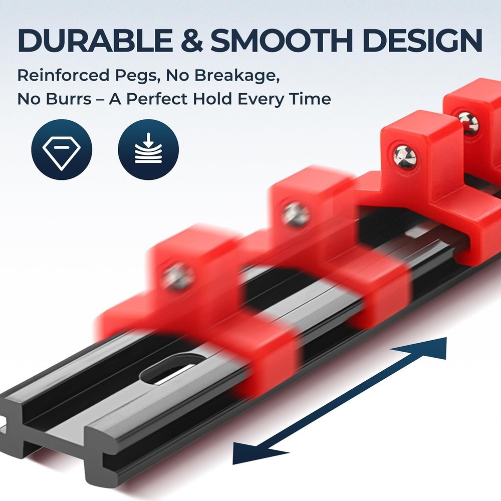9 Pieces of Heavy-Duty Adjustable Socket Organization Set with Spring Clips