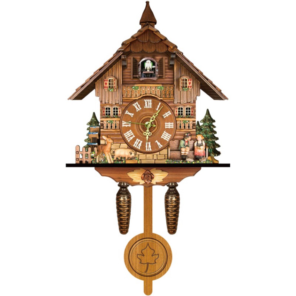Vintage Cuckoo Wall Clock - Elegant Black Forest Design with Singing Feature