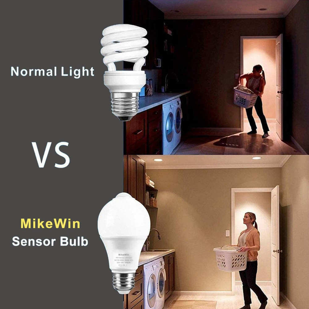 Motion Sensor Light Bulbs Outdoor 2 Packs 13W(100W Equivalent) Security LED Bulb