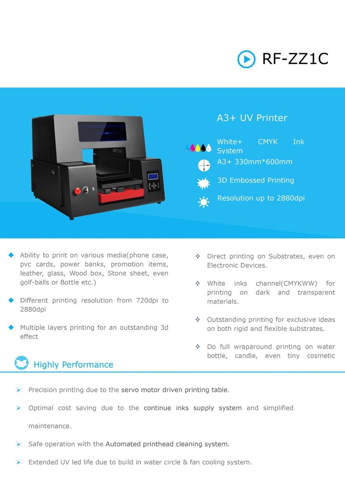 Refine Full Color RF-ZZ1C UV Flatbed Cylindrical Printer Bundle In Stock Florida