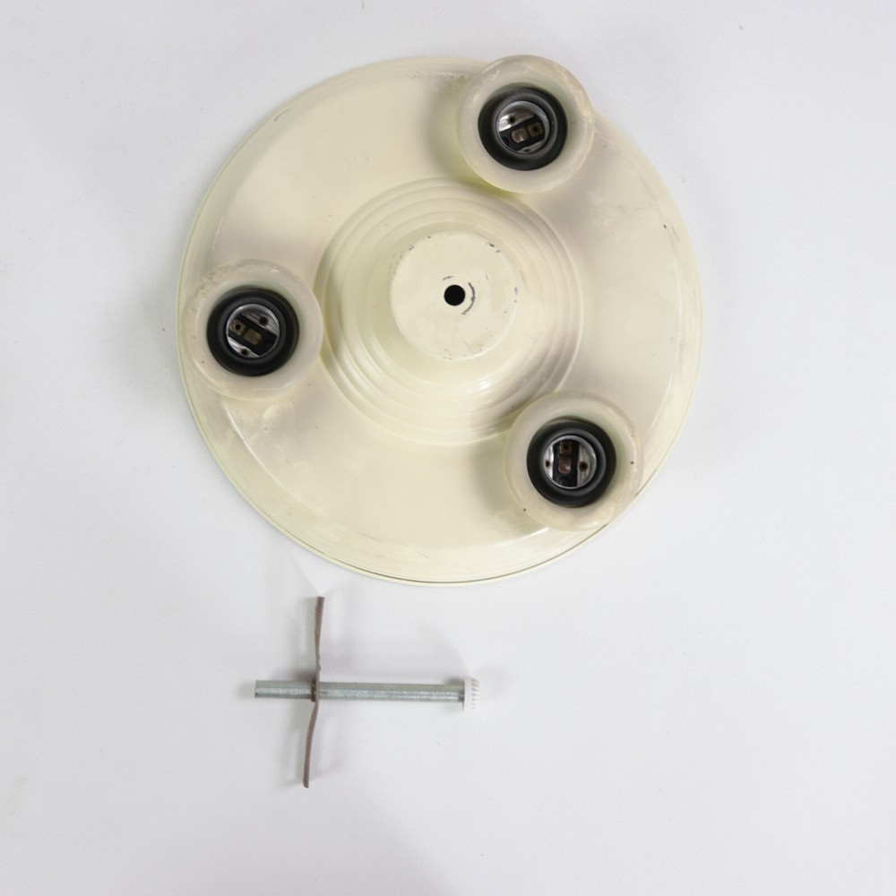 Vintage Stamped Iron 3-Light Ceiling Light 11-1/4" Diameter Used