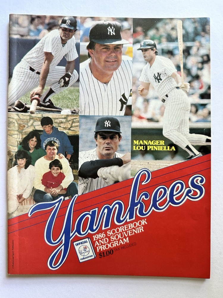 New York Yankees 1986 Scorebook & Souvenir Program & GAME TICKET & Line Score