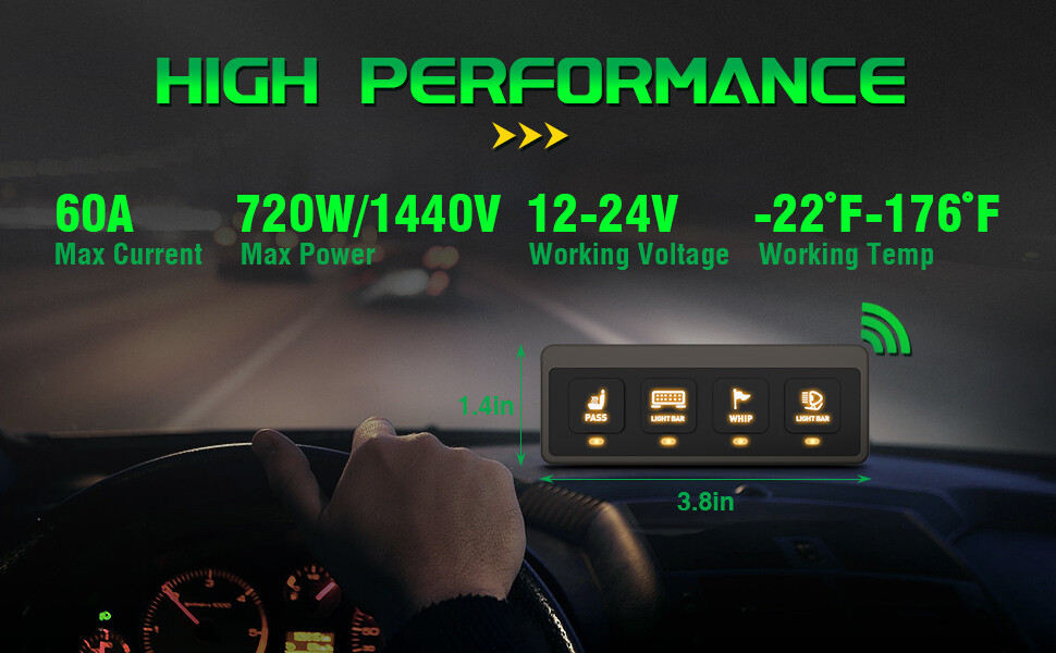 Wireless Switch Panel, 4 Gang Led Lights Flash Remote Circuit Control Relay Box