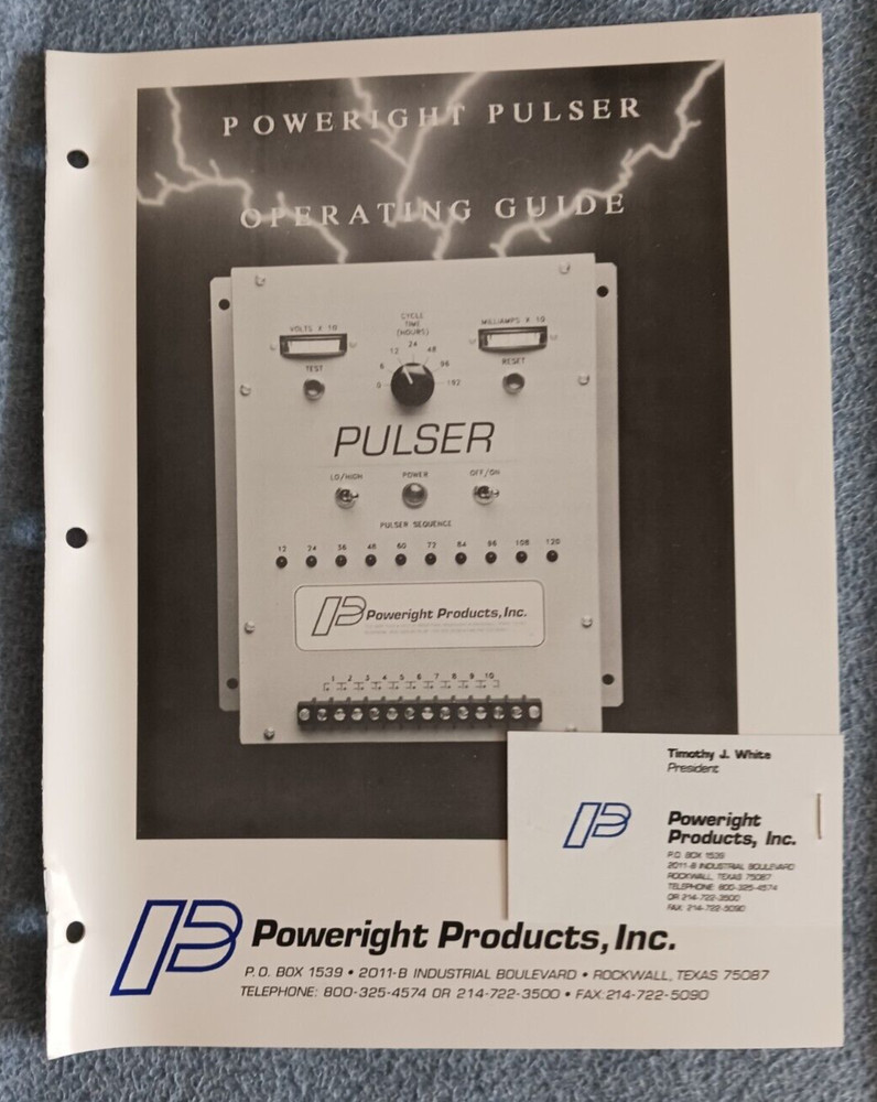 Power Pulser Operating Guide By Poweright Products Inc.