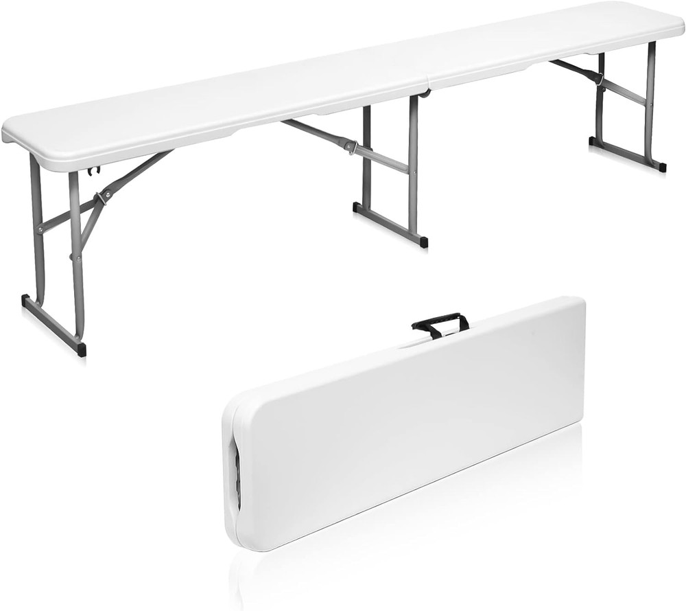 Folding Bench 6 Foot, Plastic Folding Bench Seat Portable Foldable Bench Seat...
