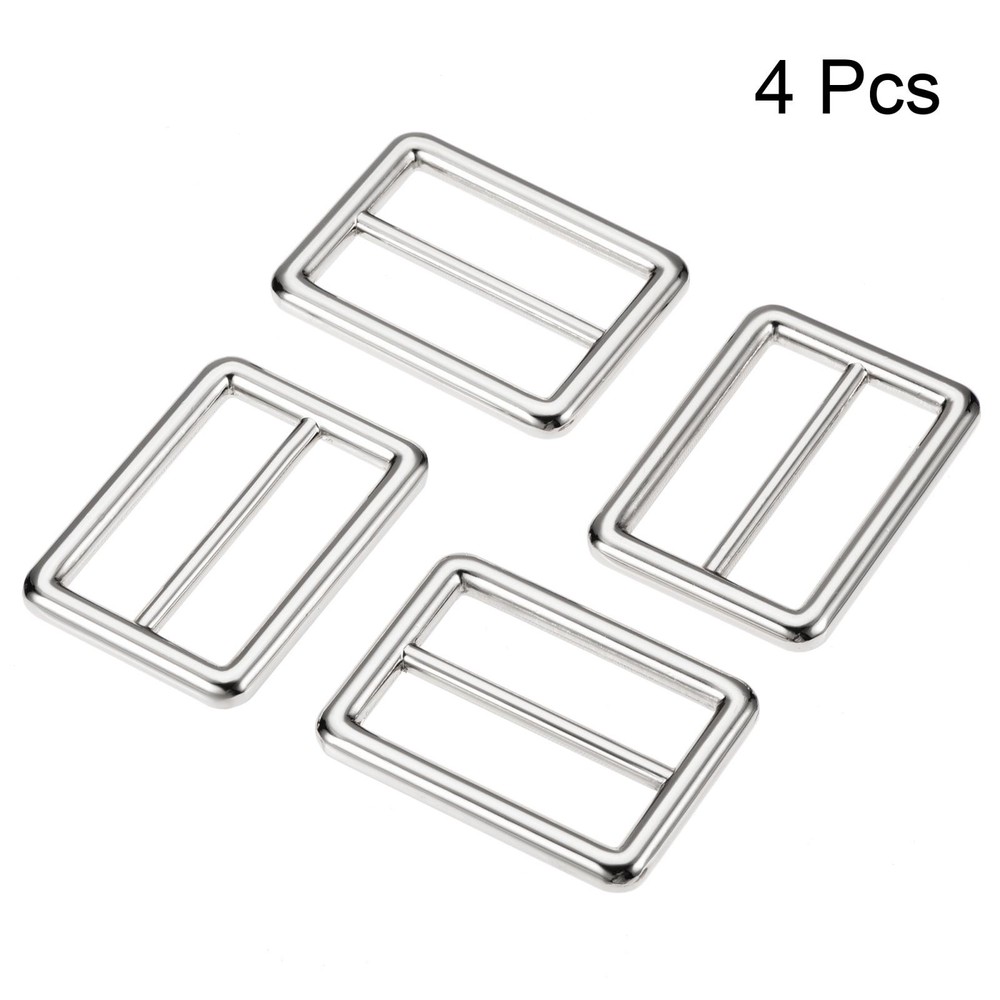 32mm Metal Sled Adjustable Strap Buckle Clasp Silver Tone 4pcs