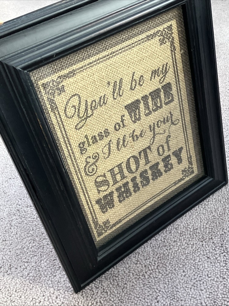 11” X 13” FRAMED BURLAP SAYING BAR ACCESSORY