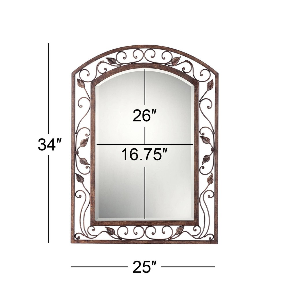 Eden Park Arch Vanity Wall Mirror Rustic Beveled Bronze Openwork Frame 25" Wide