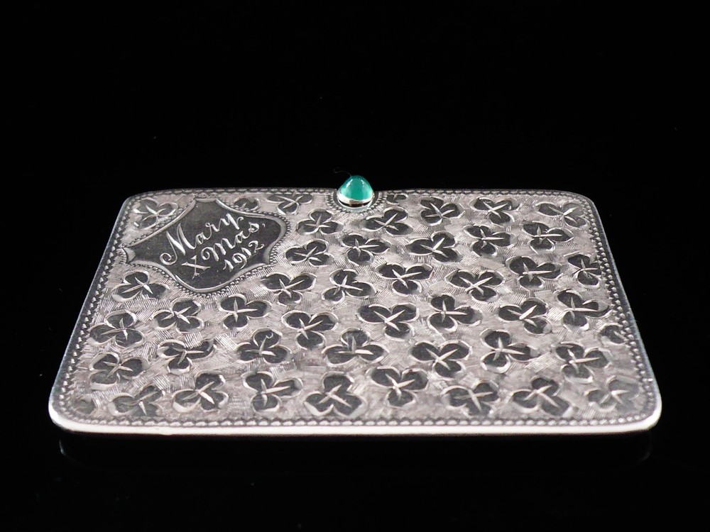 Antique Sterling Silver Double Compartment Stamp Case, Birmingham 1911