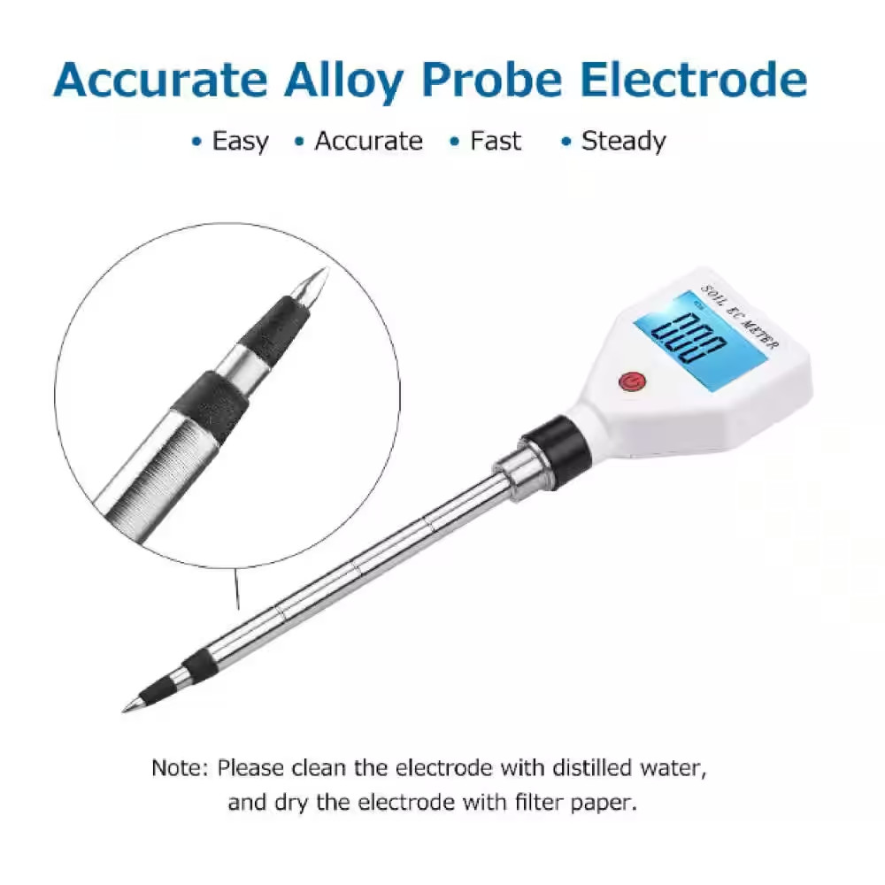 Digital Soil Tester with Backlight Screen Soil EC Meter Portable Soil Salinity T