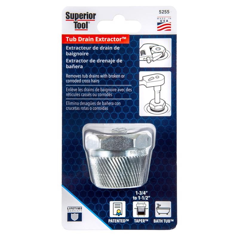 Superior Tool Steel Tub Drain Extractor Silver