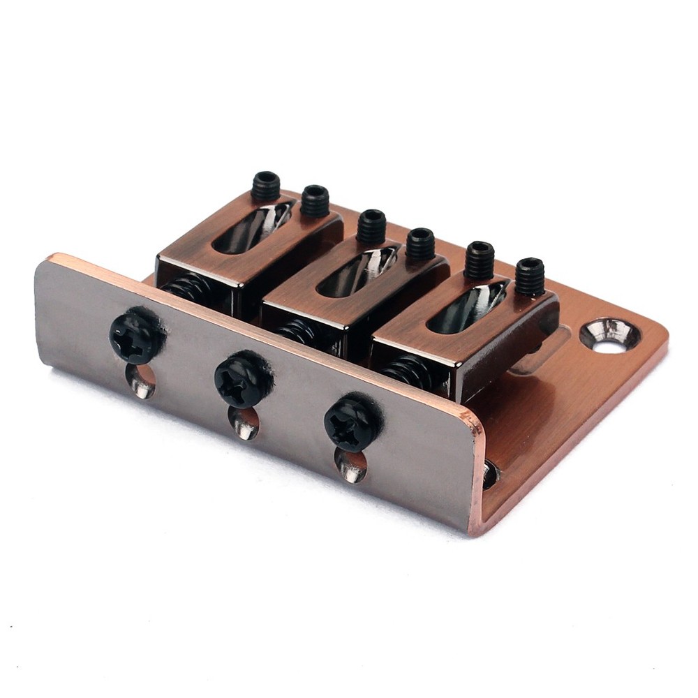 Adjustable 3 String Chrome Hard-Tail Guitar Bridge for Cigar Box Electric Guitar
