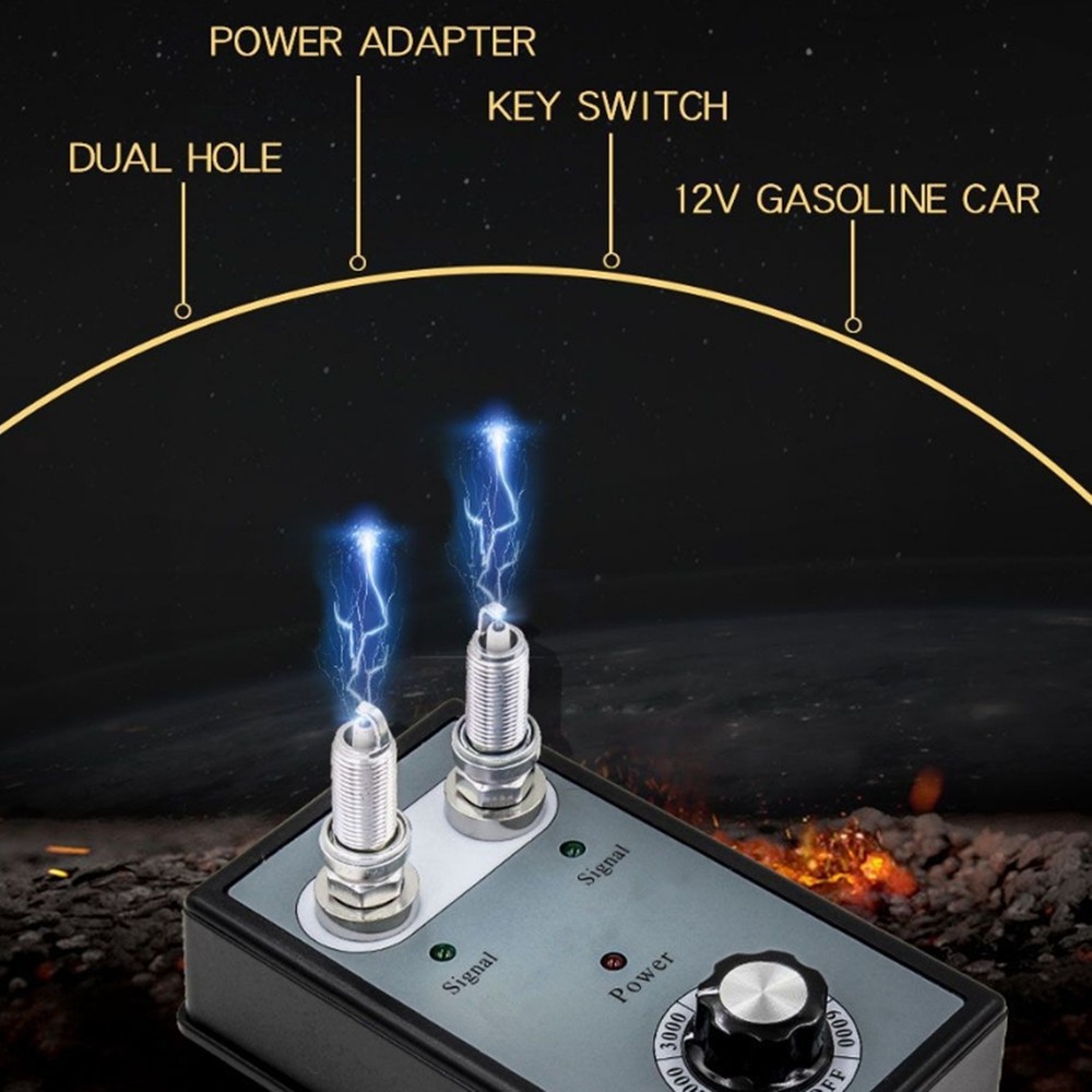 12V Spark Plug Tester 2 Hole Diagnostic Tool Gasoline Car Ignition Analyzer