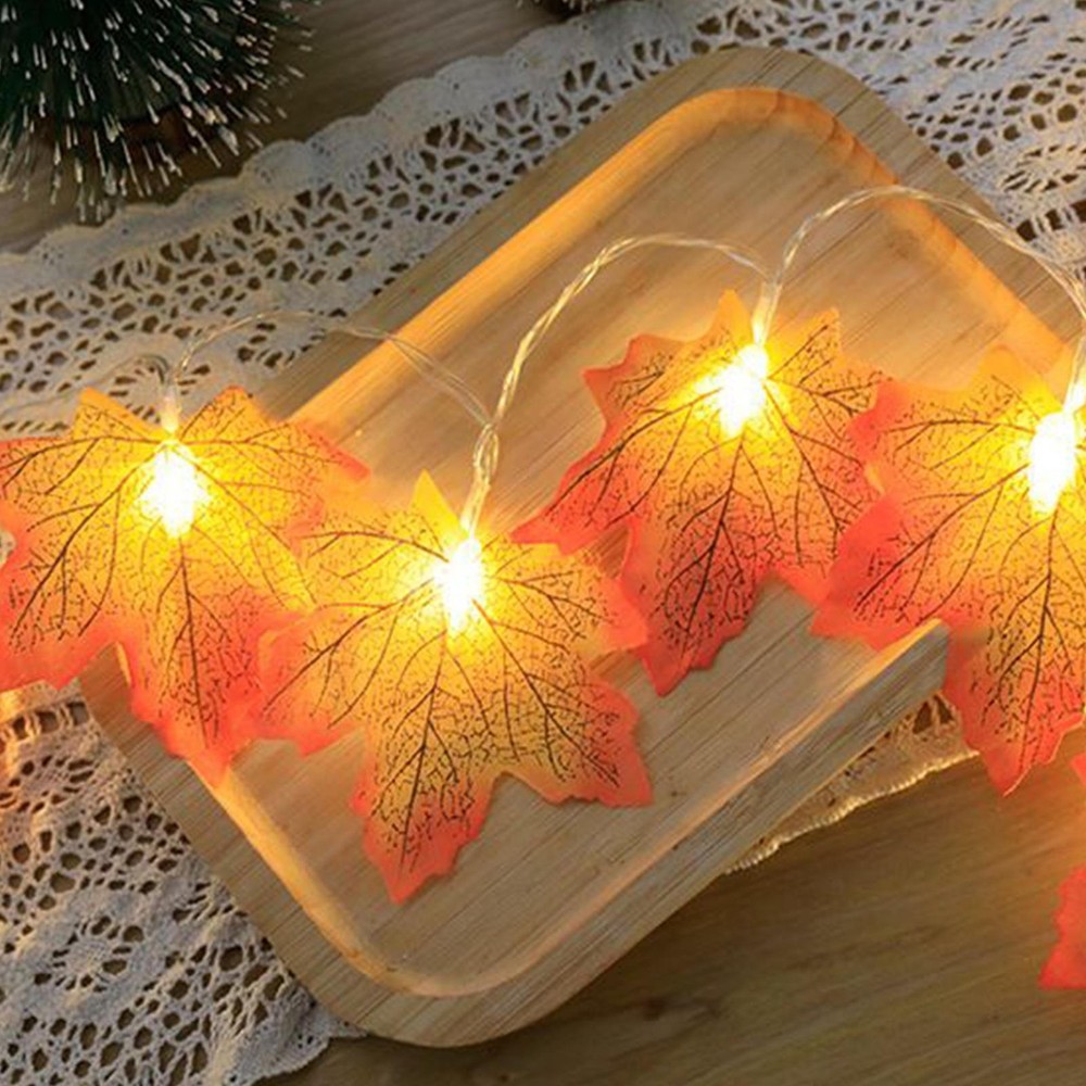 Maple Leaf String Lights Festive 19.69Ft Lighting Lighted Fall Garland