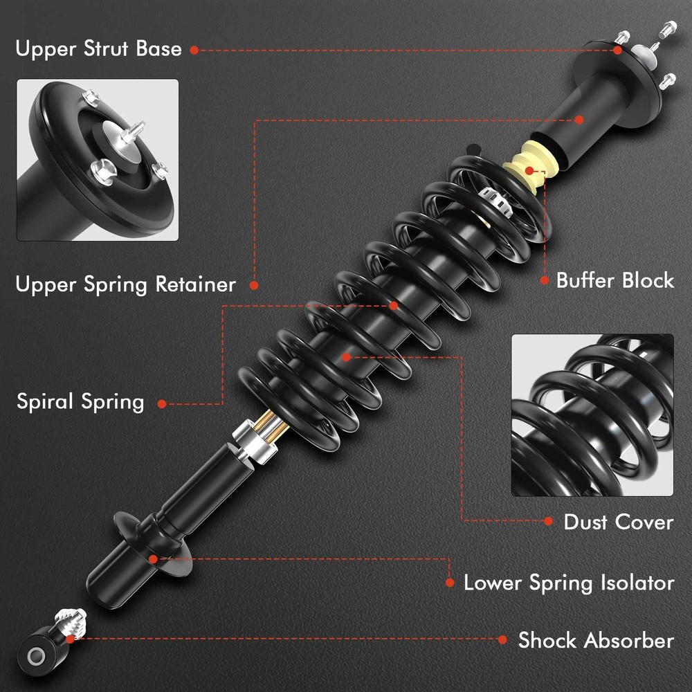 Rear Left & Right Complete Strut & Coil Spring Assembly for Dodge Chrysler Ram