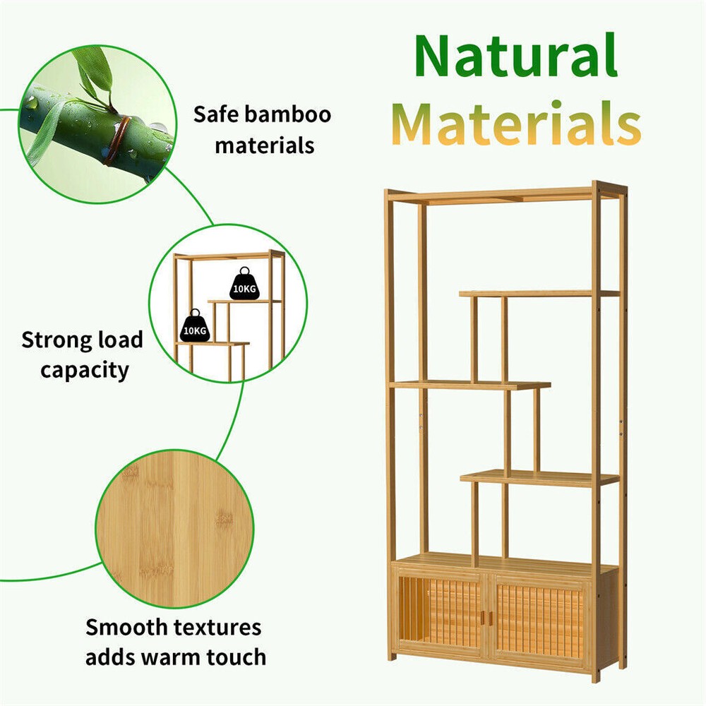 Bamboo Display Shelf Bookshelf Bookcase Storage Cabinet Organizer Stand Rack Dec