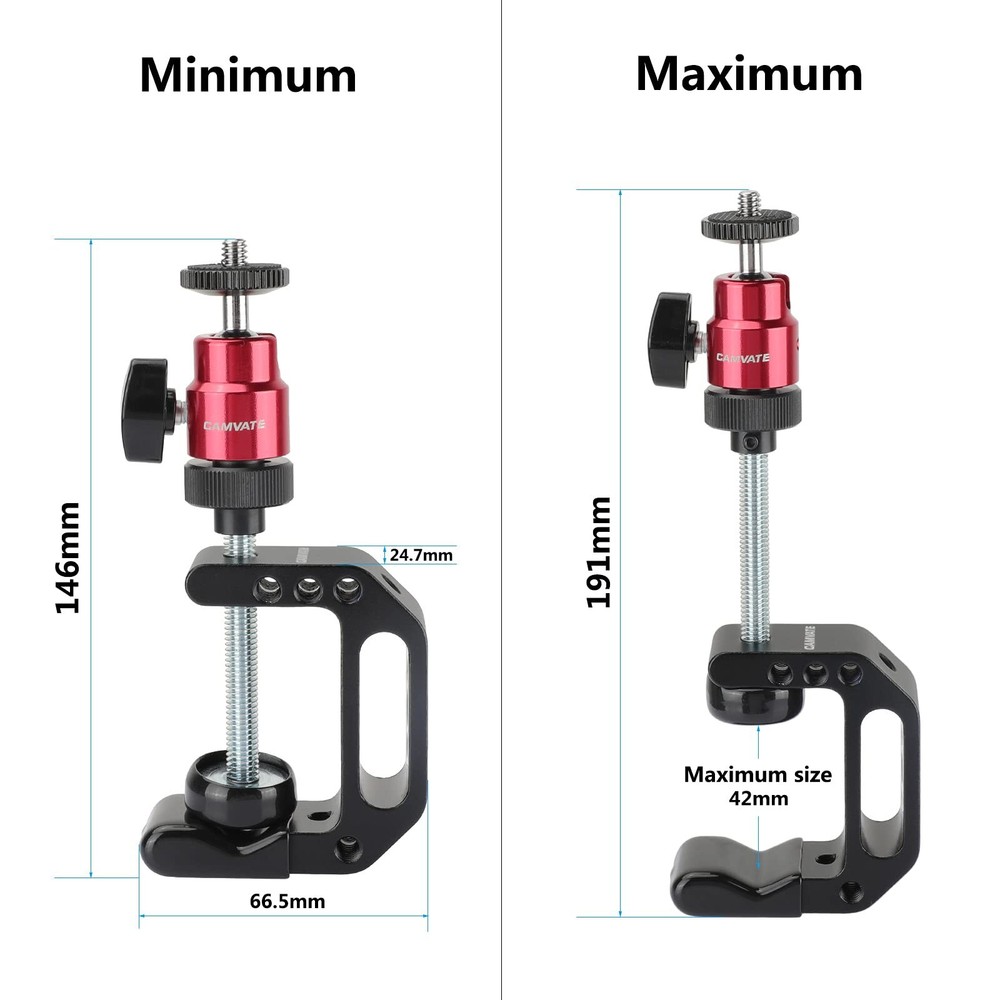 Multiple-Function C Clamp Desktop Holder with Adjustable 1/4"-20 Ball Head Mo...