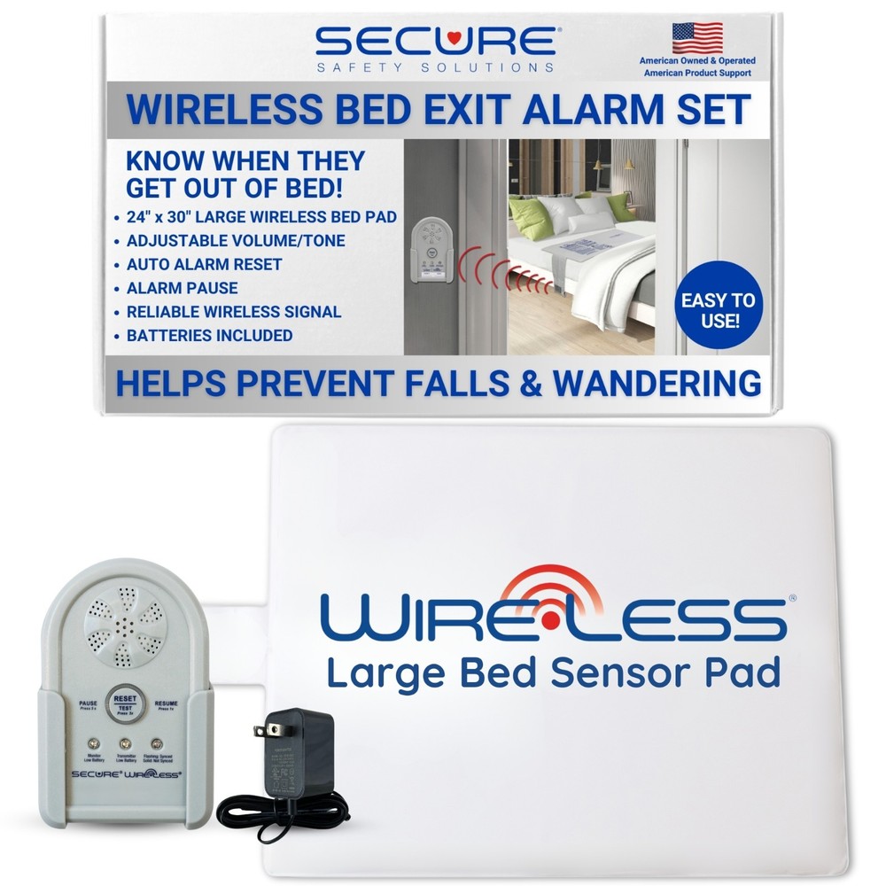 Secure Wireless Bed Exit Alarm Set for Elderly Fall & Wandering Prevention