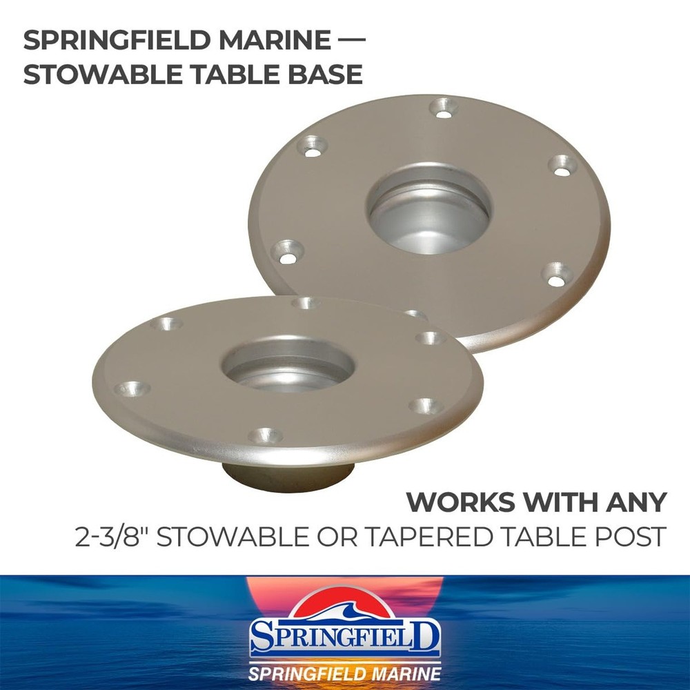 Springfield 1660017 Stowable 2-3/8" Table Base - Anodized Aluminum,Silver
