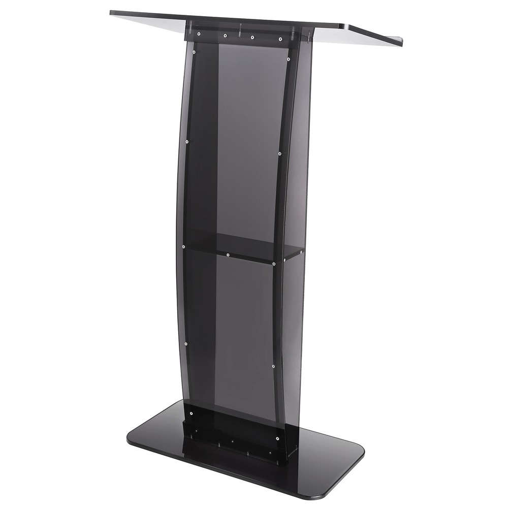VEVOR Acrylic Podium Stand 47" Reading Surface Storage Shelf Black
