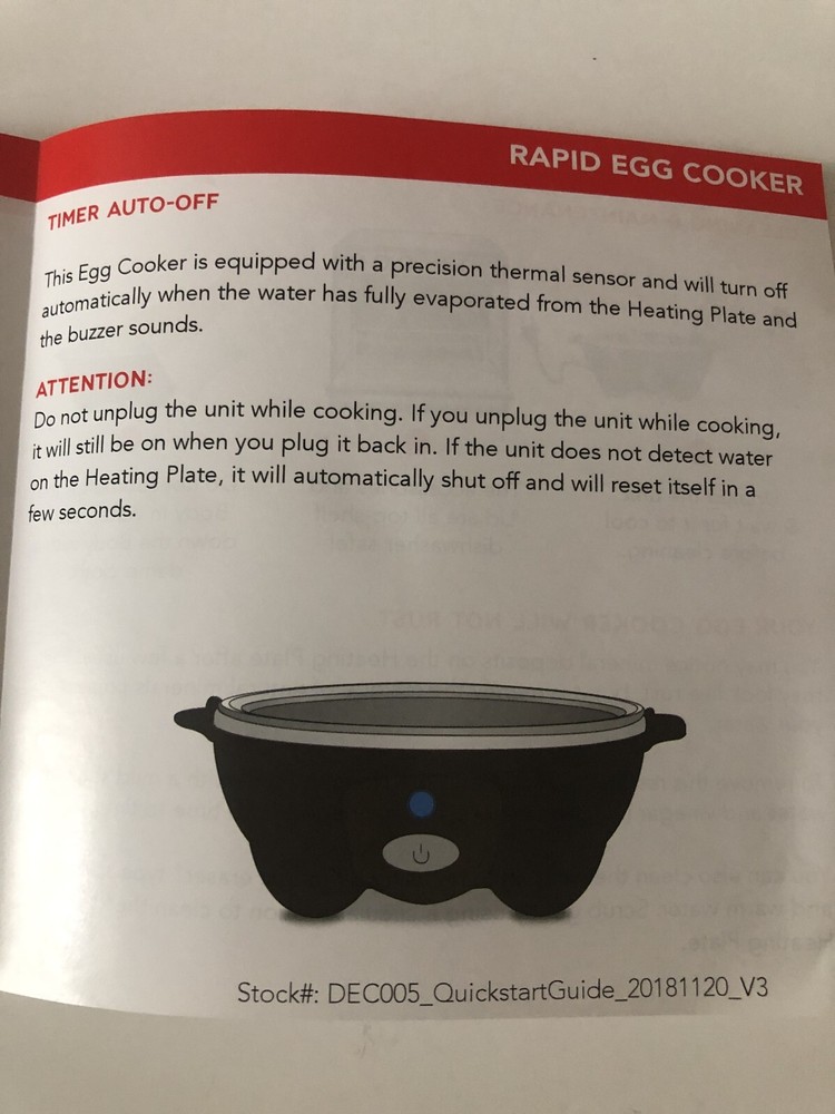 DASH Rapid Egg Cooker Automatic One Touch 6 Egg Boiled Poached Omelette NEW