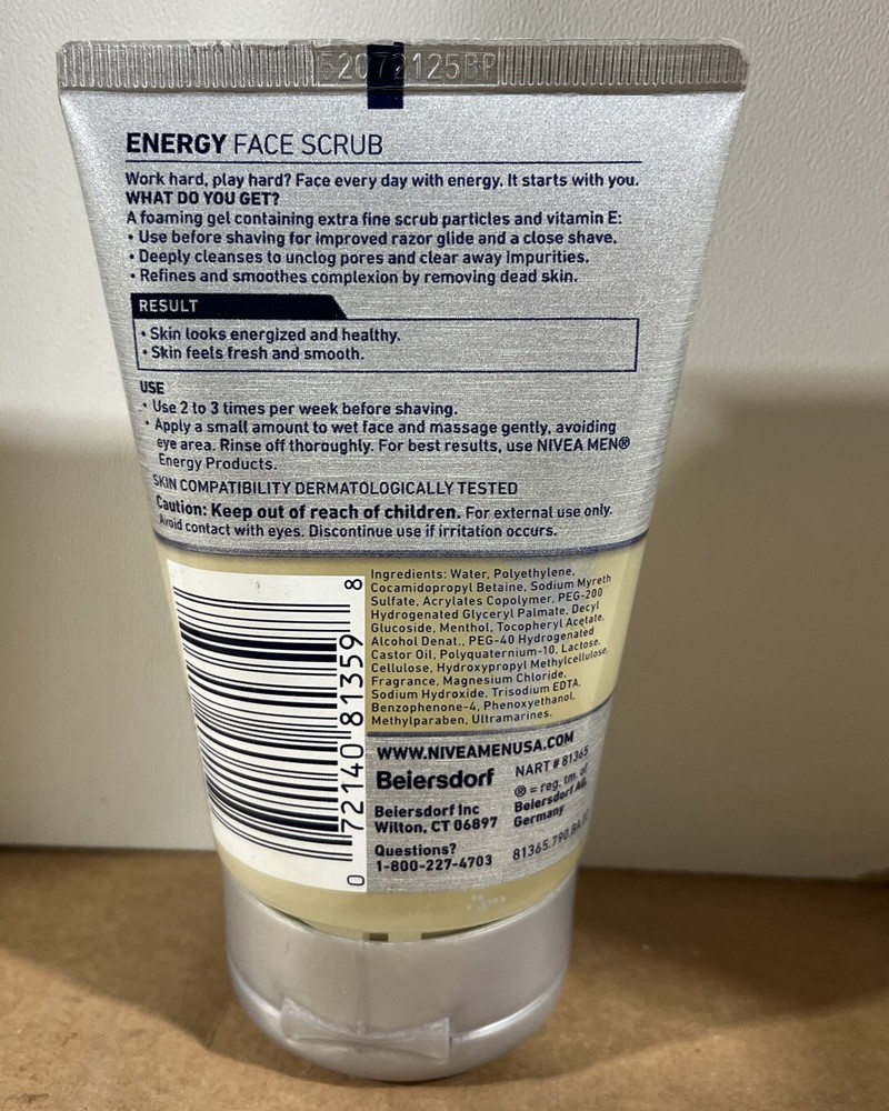 Nivea for Men ENERGY Face Scrub, 4.4 Oz ~ 3 Pack