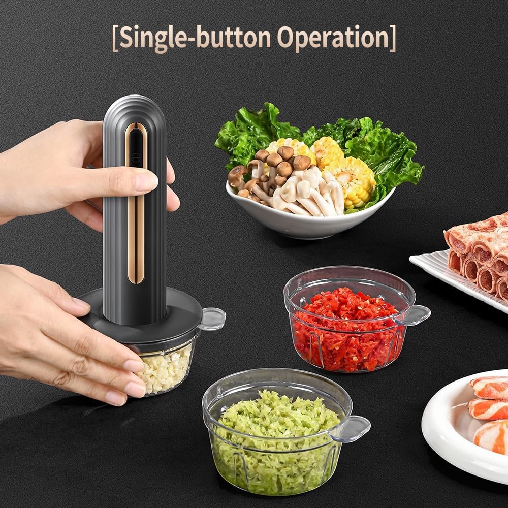 Electric Mini Food Processor 4 Cup USB Portable Garlic Chopper Black