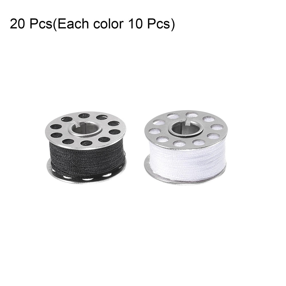 Bobbins and Sewing Thread Set with Bobbin Case for Sewing Machine Black White