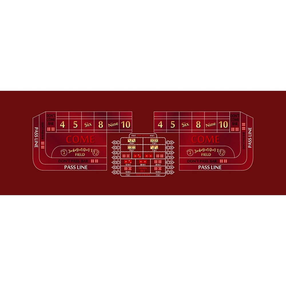 Craps Table Layout Felt - 12 Foot - Burgundy Red