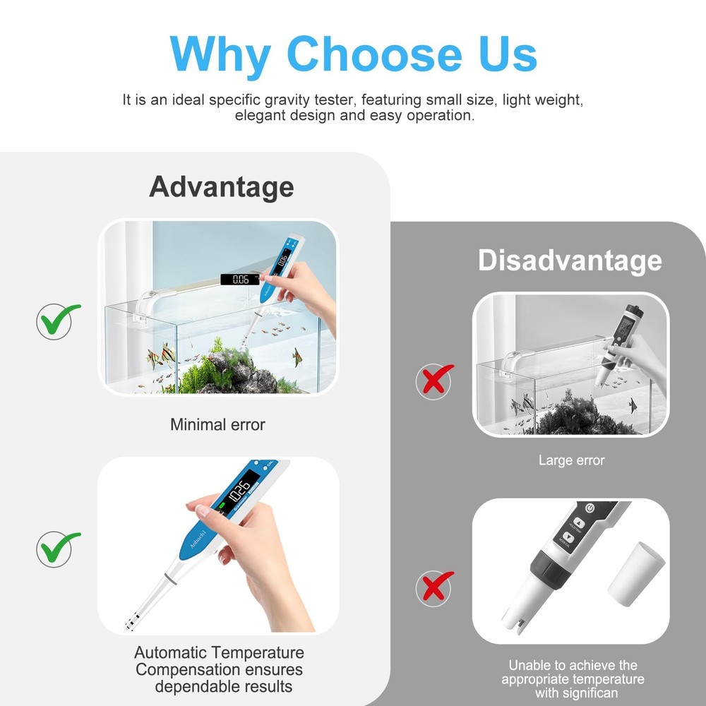 Digital Salinity Meter 3-in-1 Saltwater Tester – Specific Gravity, Salinity &...